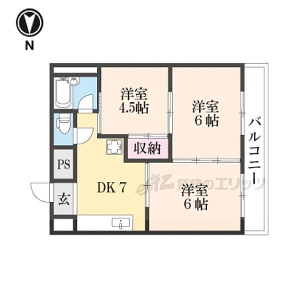 奈良県橿原市葛本町(賃貸マンション3DK・1階・44.73㎡)の写真 その2