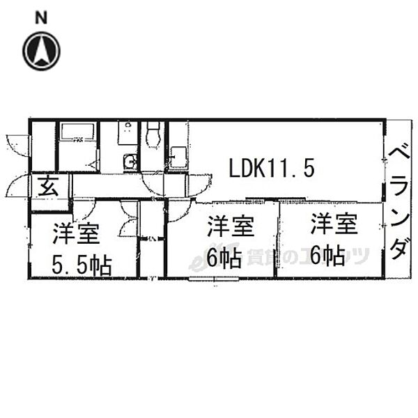 ウエストサイド楠葉 303｜大阪府枚方市西船橋２丁目(賃貸マンション3LDK・3階・60.00㎡)の写真 その2