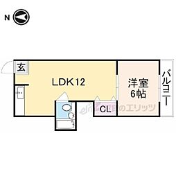 ハピネスA 1LDKの間取図画像