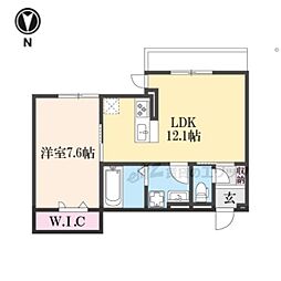 JR桜井線 京終駅 徒歩25分の賃貸アパート 1階1LDKの間取り
