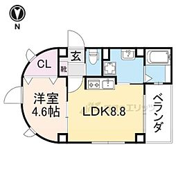 エクセレント天理 1LDKの間取図画像