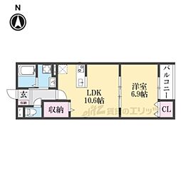 アート星田駅前 3階1LDKの間取り