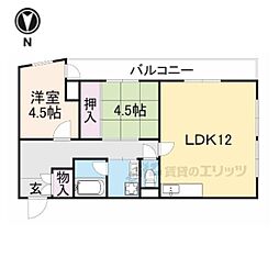 メゾン・デ・アムール 4階2LDKの間取り