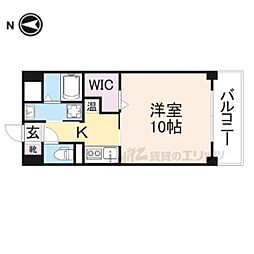 アイリスハイツ8号館 5階1Kの間取り