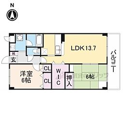 リジェール菅原 3階2LDKの間取り