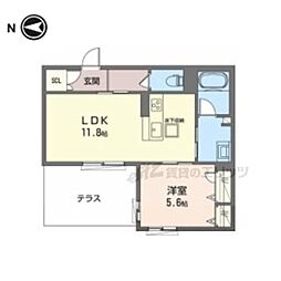 メゾン　ド　ラフィネ 1階1LDKの間取り