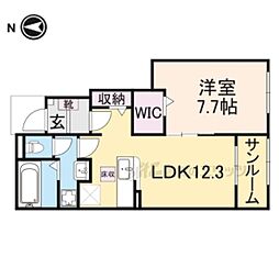 JR桜井線 天理駅 徒歩13分の賃貸アパート 1階1LDKの間取り
