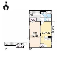 セジュールときわ 2階1LDKの間取り