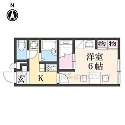 レオパレスAKI 1階1Kの間取り