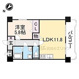 Ｈａｌｅ学園前 2階1LDKの間取り