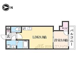 ジーメゾン大和郡山パックス 3階1LDKの間取り