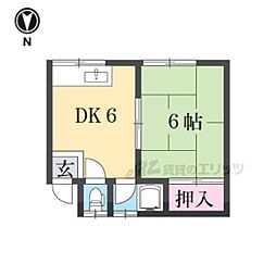 藤川荘 2階1DKの間取り