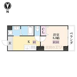 フクダ不動産新大宮マンション 7階1Kの間取り