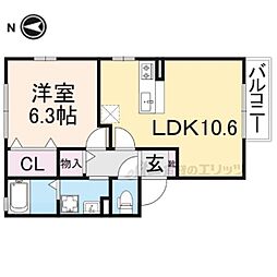 リビングタウン新大宮 1階1LDKの間取り