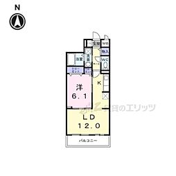 アルティザン九条 2階1LDKの間取り