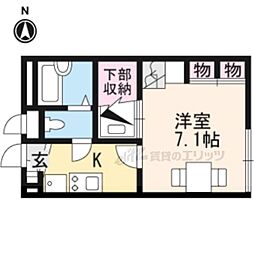 レオパレスアルフ 1階1Kの間取り