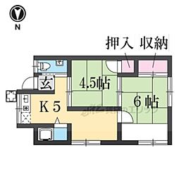 平和荘メゾンYOU 2階2Kの間取り