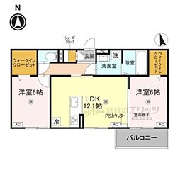 リジェール　イースト 3階2LDKの間取り