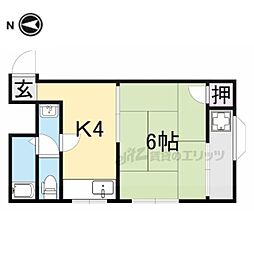 共進ハイツ 1Kの間取図画像