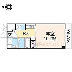 メゾンフォレ 2階1Kの間取り