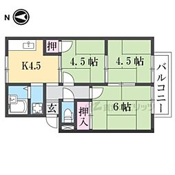 JR桜井線 京終駅 徒歩34分の賃貸アパート 2階3Kの間取り