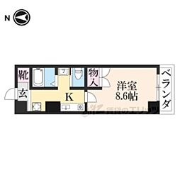 クレセール杉ヶ町 4階1Kの間取り