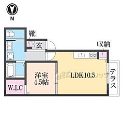ソレイユビセレクト法蓮町III 1LDKの間取図画像