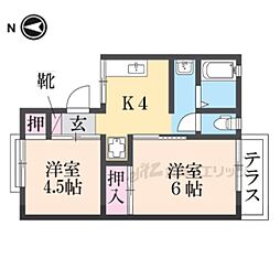 サンハイツ 102 1階2Kの間取り