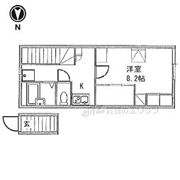 レオパレスオアシス 2階1Kの間取り