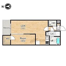(仮称)ジーメゾンあやめ池エルシアス 2階1LDKの間取り