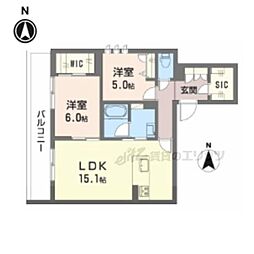 ジェイエイチエスプレミア西大寺 2LDKの間取図画像