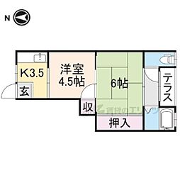 グランコート西大寺2番館 2DKの間取図画像