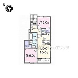 ハイツ大和 2LDKの間取図画像