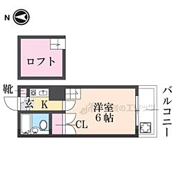 シティパレス21富雄元町パート2 1Kの間取図画像