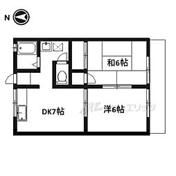 ルルデハイツ2 2DKの間取図画像