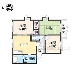 グランデージA棟 3DKの間取図画像