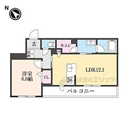 Mum'sシャーメゾン学園北 1LDKの間取図画像