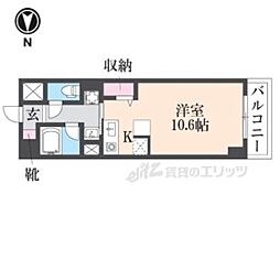 フレアコート奈良 ワンルームの間取図画像