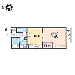 ローレンス西大寺 1DKの間取図画像