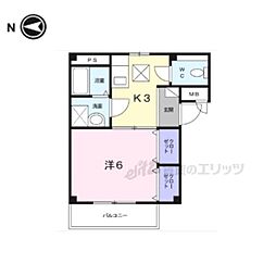 アルカザーレN 1Kの間取図画像
