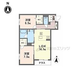 シャーメゾンブルク 2LDKの間取図画像