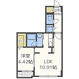 ブランキューブ.612 2階1LDKの間取り