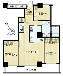東急ドエルスカイマークタワー川口 3LDKの間取図画像