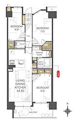 フォルスコートグランマークス 3LDKの間取図画像