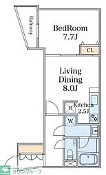エクセルシオール目黒三田 1階1LDKの間取り
