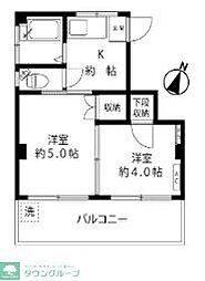 マンションうぐいす 3階2Kの間取り