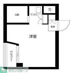 ガーディニアコート 1階ワンルームの間取り