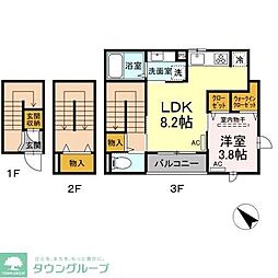 エクセリア大崎 3階1LDKの間取り