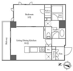 ＫＤＸレジデンス恵比寿 6階1LDKの間取り