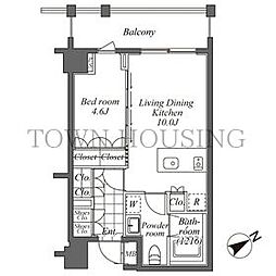 オーパスレジデンス恵比寿 3階1LDKの間取り